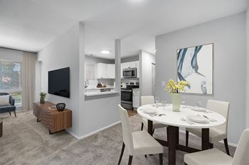 Dining room with round table and chairs